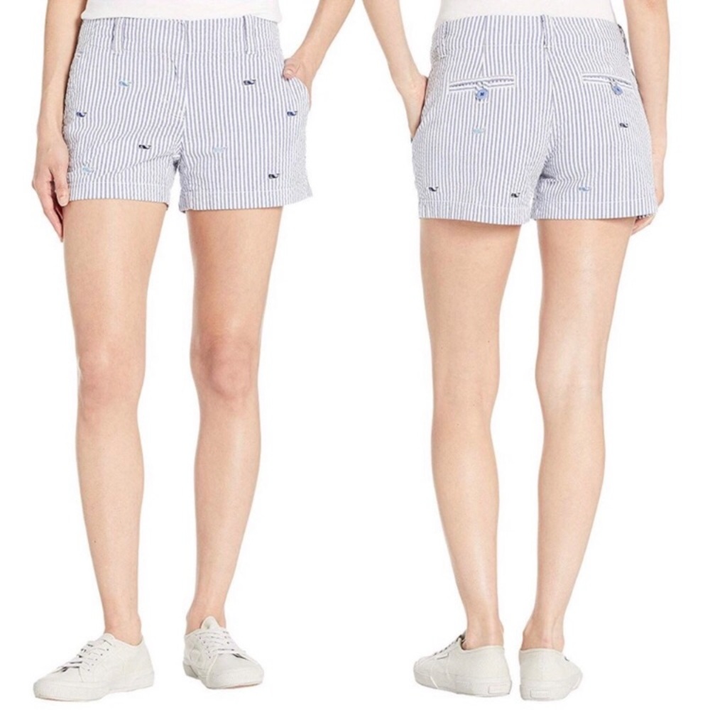 Vineyard Vines Seersucker Shorts Whale Embroidery
